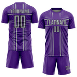 Custom Purple Gray-Black Lines Sublimation Soccer Uniform Jersey