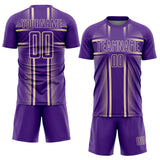 Custom Purple Cream Lines Sublimation Soccer Uniform Jersey