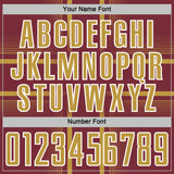 Custom Burgundy Old Gold-White Lines Sublimation Soccer Uniform Jersey
