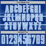 Custom Royal Light Blue-White Lines Sublimation Soccer Uniform Jersey