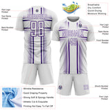 Custom White Purple Lines Sublimation Soccer Uniform Jersey
