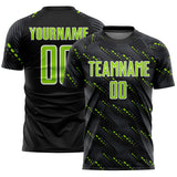 Custom Black Neon Green-White Slant Lines Sports Sublimation Soccer Uniform Jersey
