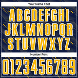 Custom Navy Gold-White Slant Lines Sports Sublimation Soccer Uniform Jersey