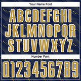 Custom Navy Old Gold-White Slant Lines Sports Sublimation Soccer Uniform Jersey