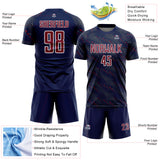 Custom Navy Crimson-White Slant Lines Sports Sublimation Soccer Uniform Jersey
