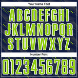 Custom Navy Neon Green-White Slant Lines Sports Sublimation Soccer Uniform Jersey