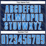 Custom Navy Powder Blue-White Slant Lines Sports Sublimation Soccer Uniform Jersey