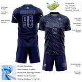 Custom Navy Silver Slant Lines Sports Sublimation Soccer Uniform Jersey
