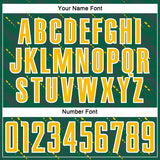 Custom Kelly Green Gold-White Slant Lines Sports Sublimation Soccer Uniform Jersey