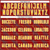 Custom Red Gold-White Slant Lines Sports Sublimation Soccer Uniform Jersey