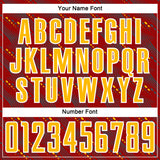 Custom Red Gold-White Slant Lines Sports Sublimation Soccer Uniform Jersey