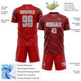Custom Red Gray-White Slant Lines Sports Sublimation Soccer Uniform Jersey