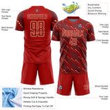 Custom Red Cream Slant Lines Sports Sublimation Soccer Uniform Jersey