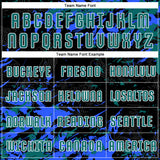 Custom Black Teal Royal-White Fluid Art Splash Sublimation Soccer Uniform Jersey