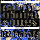 Custom Black Cream-Royal Fluid Art Splash Sublimation Soccer Uniform Jersey