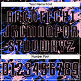 Custom Black Light Pink-Royal Fluid Art Splash Sublimation Soccer Uniform Jersey