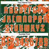 Custom Green Orange-White Fluid Art Splash Sublimation Soccer Uniform Jersey