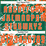 Custom Kelly Green Orange-White Fluid Art Splash Sublimation Soccer Uniform Jersey