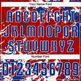 Custom Red Royal-White Fluid Art Splash Sublimation Soccer Uniform Jersey