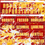 Custom Red Gold-White Fluid Art Splash Sublimation Soccer Uniform Jersey