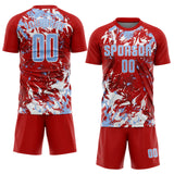 Custom Red Light Blue-White Fluid Art Splash Sublimation Soccer Uniform Jersey