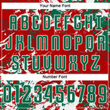 Custom Red Kelly Green-White Fluid Art Splash Sublimation Soccer Uniform Jersey