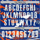 Custom Figure White Royal-Orange Fluid Art Splash Sublimation Soccer Uniform Jersey