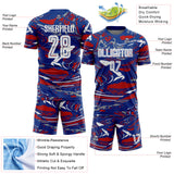 Custom Figure White Royal-Red Fluid Art Splash Sublimation Soccer Uniform Jersey