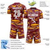 Custom Figure White Crimson-Gold Fluid Art Splash Sublimation Soccer Uniform Jersey