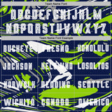 Custom Figure White Navy-Neon Green Fluid Art Splash Sublimation Soccer Uniform Jersey