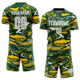 Custom Figure White Green-Yellow Fluid Art Splash Sublimation Soccer Uniform Jersey