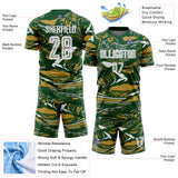 Custom Figure White Green-Old Gold Fluid Art Splash Sublimation Soccer Uniform Jersey