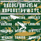 Custom Figure White Green-Old Gold Fluid Art Splash Sublimation Soccer Uniform Jersey