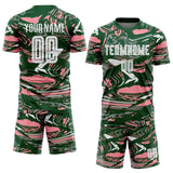Custom Figure White Green-Medium Pink Fluid Art Splash Sublimation Soccer Uniform Jersey
