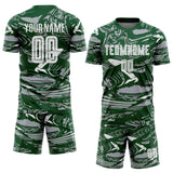 Custom Figure White Green=Gray Fluid Art Splash Sublimation Soccer Uniform Jersey