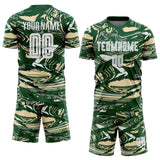 Custom Figure White Green-Cream Fluid Art Splash Sublimation Soccer Uniform Jersey