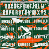 Custom Figure White Kelly Green-Orang Fluid Art Splash Sublimation Soccer Uniform Jersey