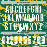 Custom Figure White Kelly Green-Gold Fluid Art Splash Sublimation Soccer Uniform Jersey