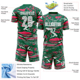 Custom Figure White Kelly Green-Neon Pink Fluid Art Splash Sublimation Soccer Uniform Jersey