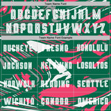 Custom Figure White Kelly Green-Neon Pink Fluid Art Splash Sublimation Soccer Uniform Jersey