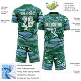 Custom Figure White Kelly Green-Light Blue Fluid Art Splash Sublimation Soccer Uniform Jersey