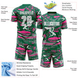 Custom Figure White Kelly Green-Pink Fluid Art Splash Sublimation Soccer Uniform Jersey