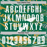 Custom Figure White Kelly Green-Old Gold Fluid Art Splash Sublimation Soccer Uniform Jersey