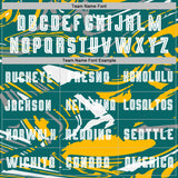 Custom Figure White Teal-Gold Fluid Art Splash Sublimation Soccer Uniform Jersey