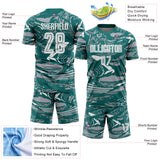 Custom Figure White Teal-Gray Fluid Art Splash Sublimation Soccer Uniform Jersey
