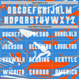 Custom Figure White Powder Blue-Orange Fluid Art Splash Sublimation Soccer Uniform Jersey