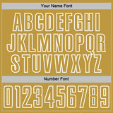 Custom Red Old Gold-White Geometric Shape Sublimation Soccer Uniform Jersey