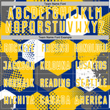 Custom Royal Yellow-White Geometric Shape Sublimation Soccer Uniform Jersey