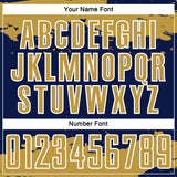 Custom Navy Old Gold-White Abstract Fragment Art Sublimation Soccer Uniform Jersey