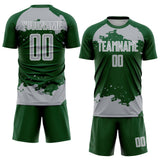 Custom Green Gray-White Abstract Fragment Art Sublimation Soccer Uniform Jersey
